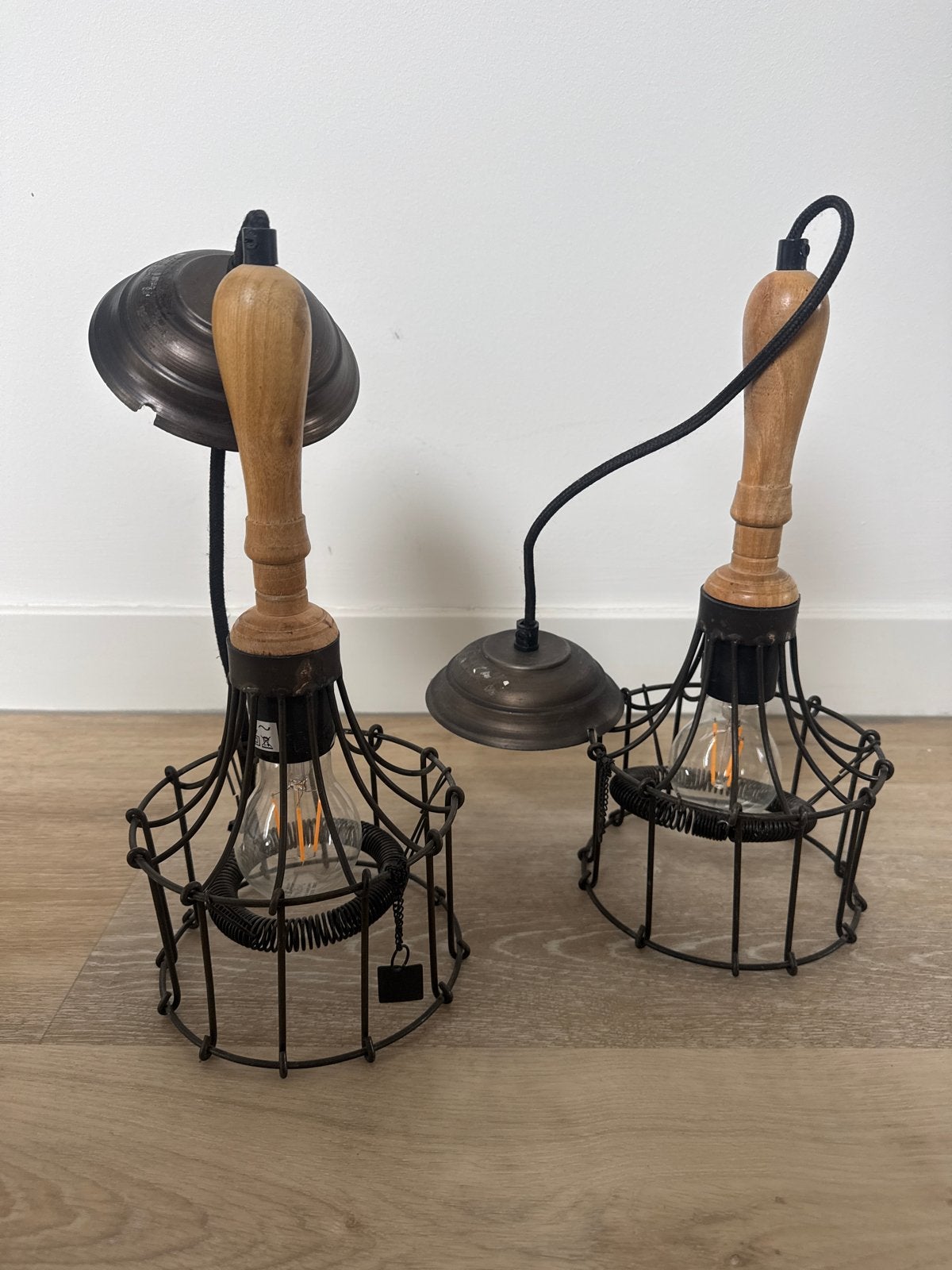 Rivièra Maison industriële hanglampen, Zo goed als nieuw, Industrieel, Hout, E27 (groot)