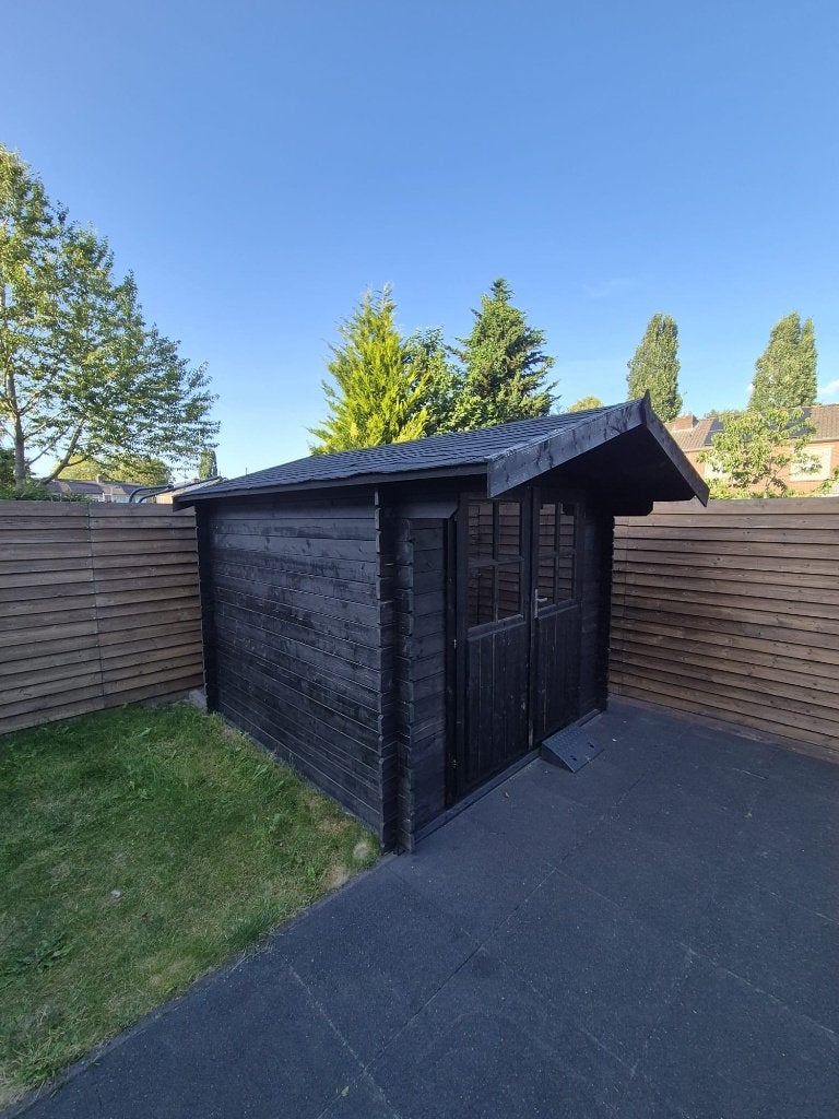Houten tuinhuis zwart, Tuin en Terras, Ophalen, 200 tot 400 cm, Tuinhuis, 250 tot 500 cm