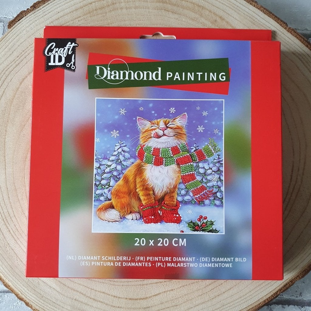 Diamond painting kerst kat 20x20cm Zelf maken DIY Kit, D, Nieuw, Ophalen of Verzenden, D