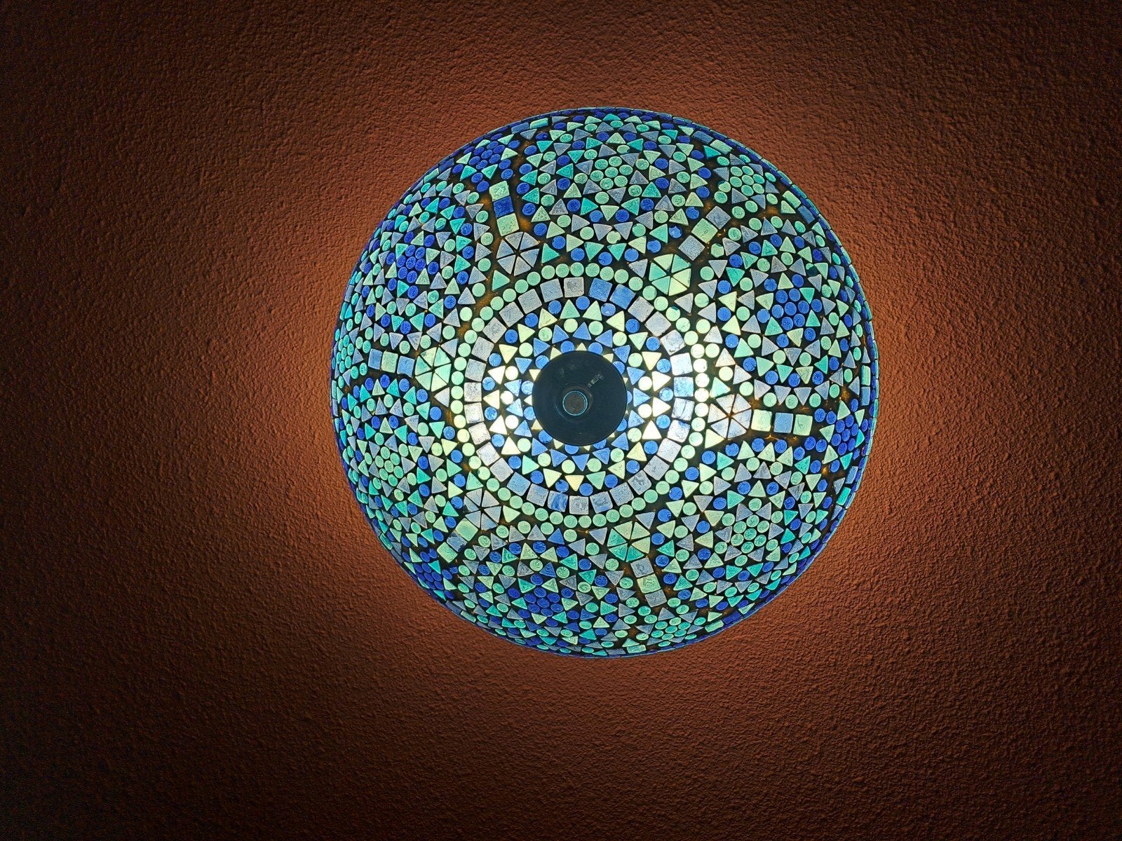 Mozaïek Plafondlamp Blauw, Huis en Inrichting, Ophalen, Zo goed als nieuw