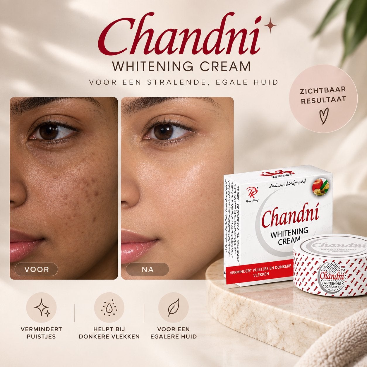 Chandni Whitening Cream, Verzenden, Nieuw, Gehele gezicht, Verzorging