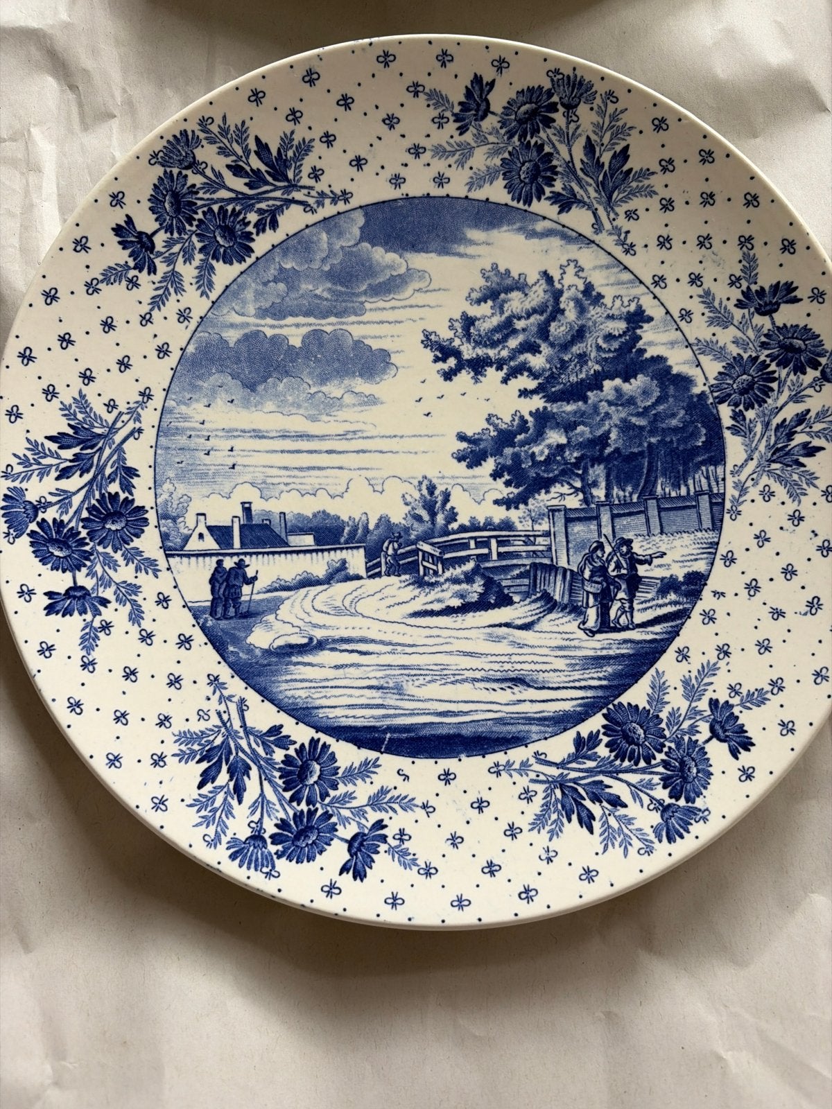 Set van 4 antieke Paquerette B.F. blauw-witte borden, Ophalen