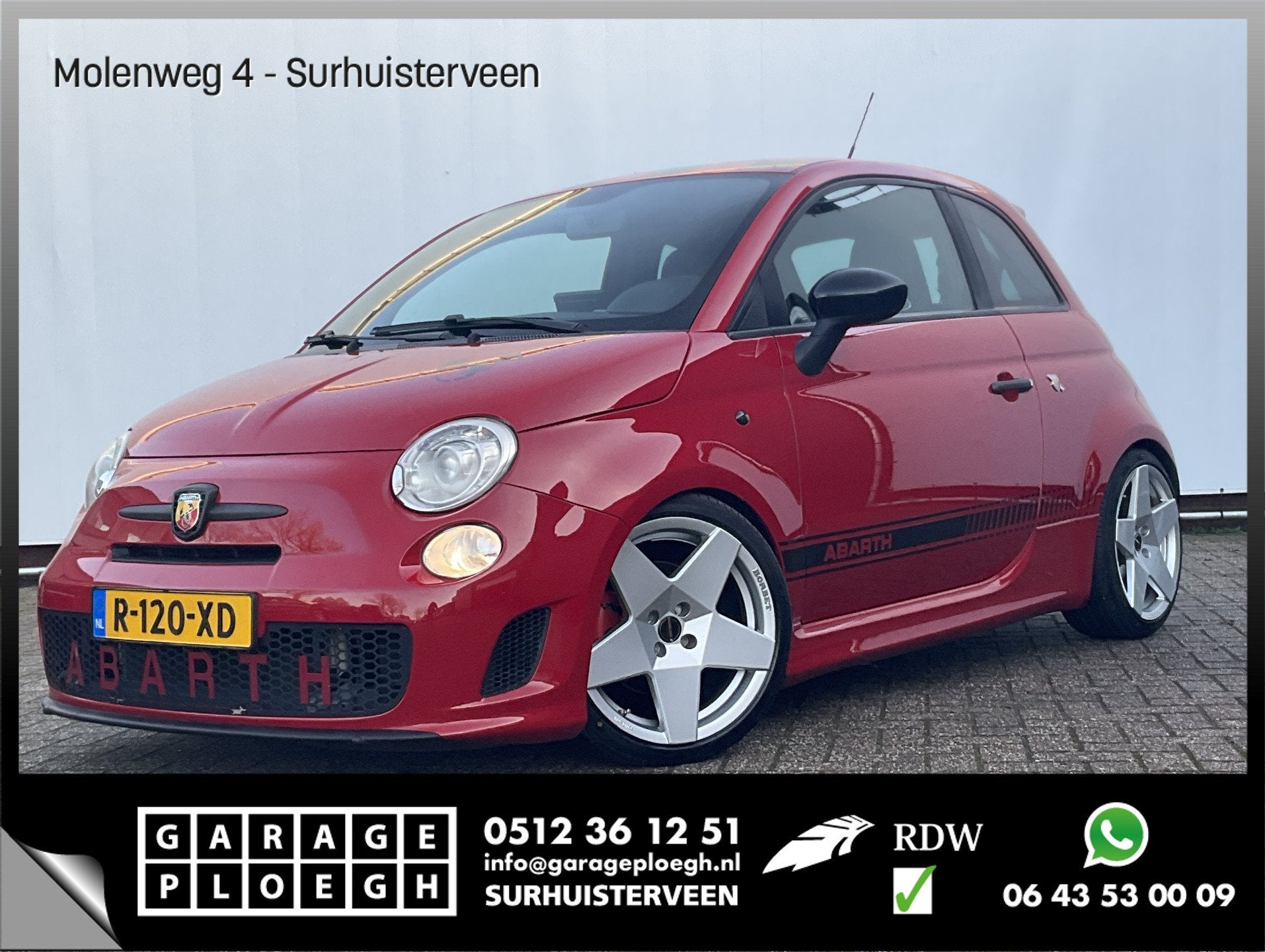 Fiat 500 1.4-16V Abarth G-Tech Kleppensysteem Borbet Voll.On, Auto's, Voorwielaandrijving, Euro 5, Bedrijf, Handgeschakeld