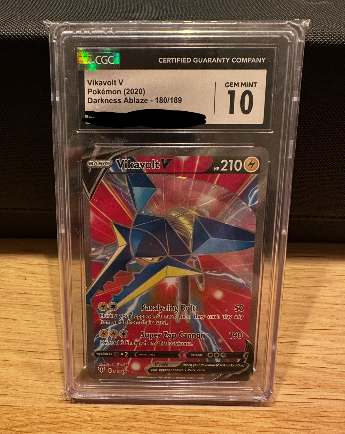 Vikavolt V Pokémon Kaart CGC Gem Mint 10 Darkness Ablaze, Ophalen of Verzenden, Nieuw, Losse kaart, Foil