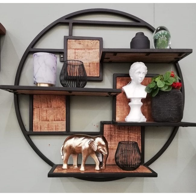 Rond wandrek 75 cm mangohout, Huis en Inrichting, Woonaccessoires | Wandplanken en Boekenplanken, Ophalen, Zo goed als nieuw