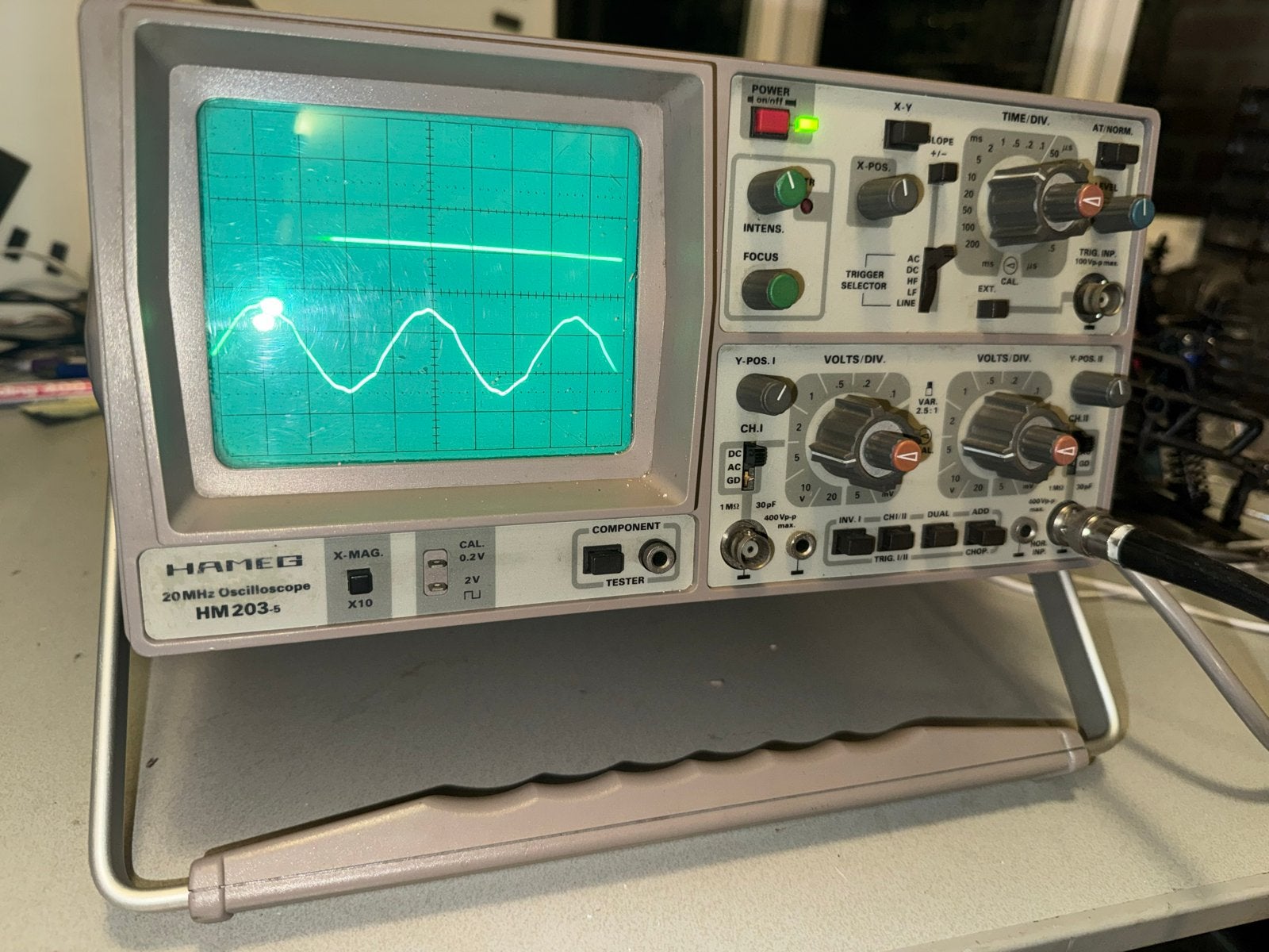 Hameg HM203-s 20 MHz Oscilloscoop, Doe-het-zelf en Verbouw, Meetapparatuur, Ophalen of Verzenden, Gebruikt, Elektriciteit