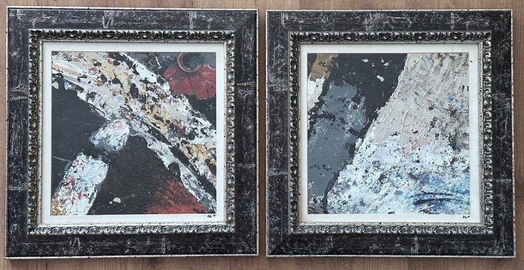 Abstract schilderij 2 stuks Diane Lepelaar, Ophalen