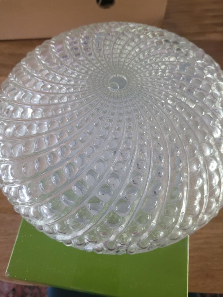 Glazen plafonnière met bubbelpatroon, Huis en Inrichting, Lampen | Plafondlampen, Ophalen, Gebruikt, Glas, Modern, Klassiek, Retro