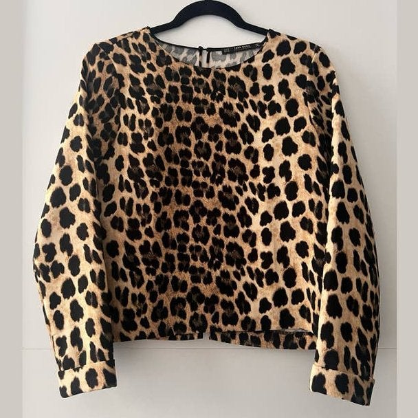 Zara blouse / top met panterprint - maat M, Maat 38/40 (M), Bruin, Ophalen of Verzenden, Zo goed als nieuw