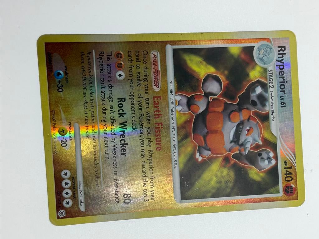Rhyperior Lv.61 Pokémon Kaart - HP 140 - Foil, Ophalen of Verzenden, Gebruikt, Losse kaart, Foil