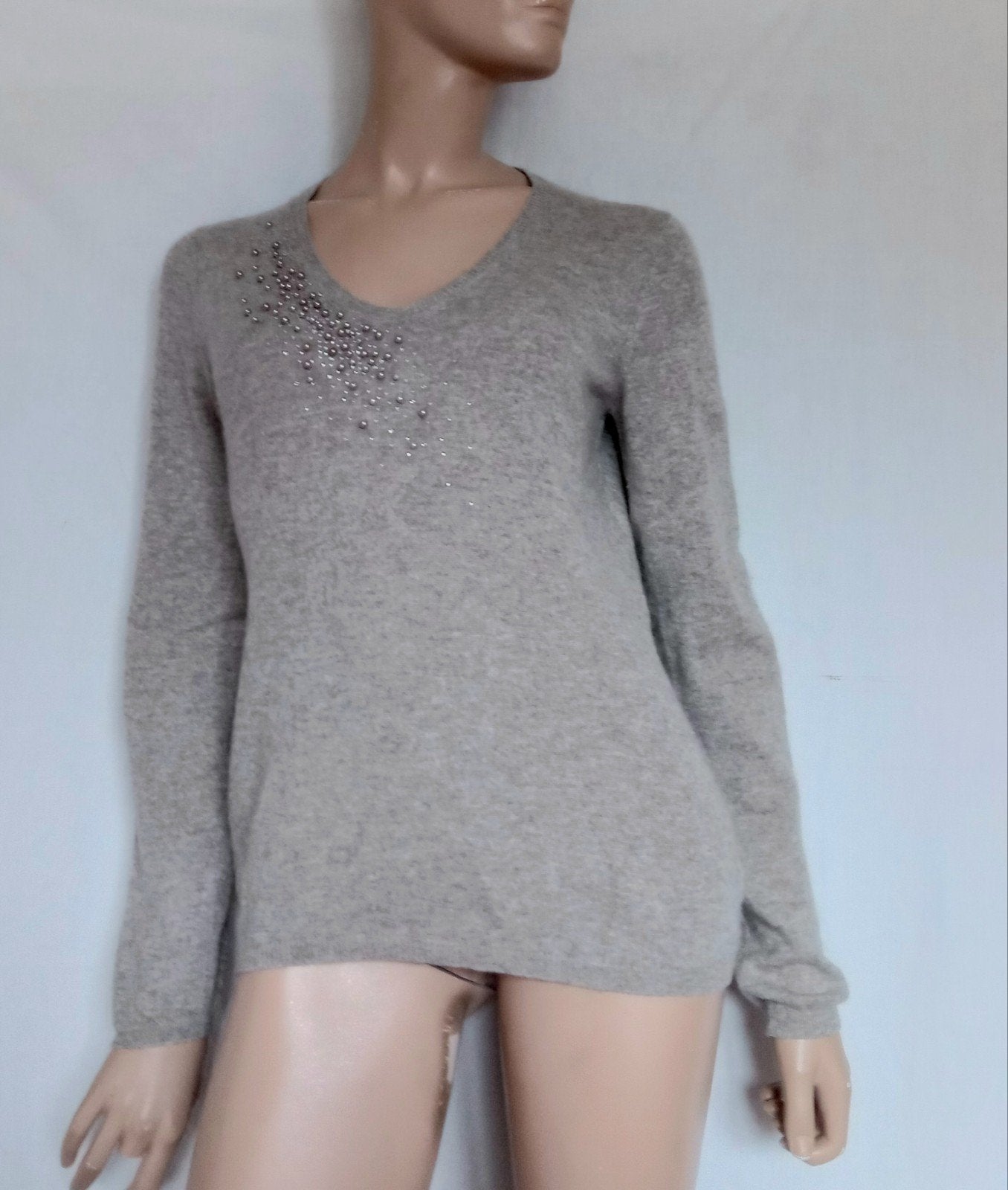 BRUNO MANETTI CASHMERE Trui , Maat 38 - 40 ( ITAL 44 ), Ophalen of Verzenden, Zo goed als nieuw, Maat 38/40 (M), Grijs