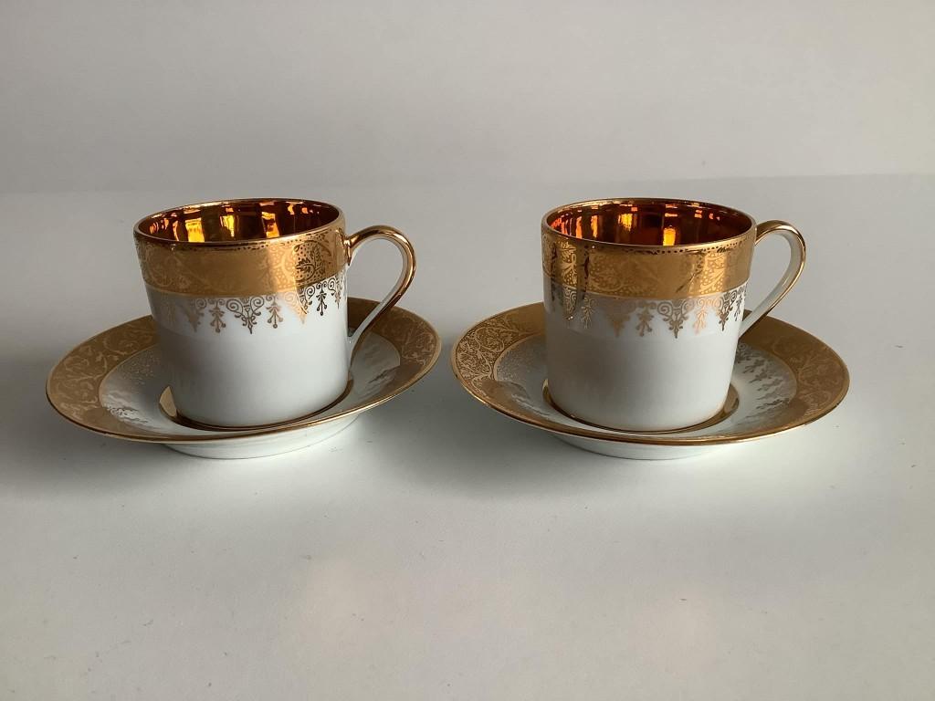 2 Limoges porseleinen kopjes met schoteltjes, Ophalen of Verzenden