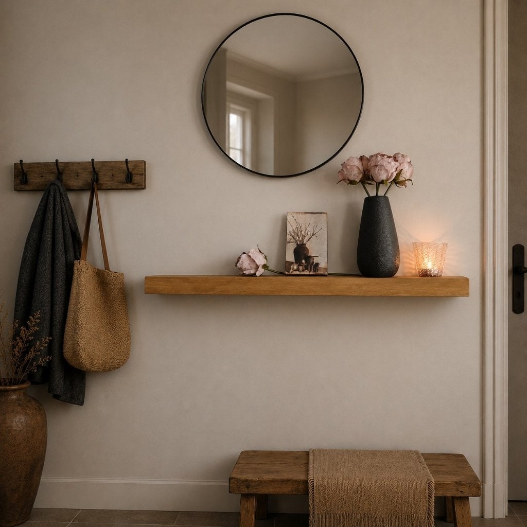 Wandplank zwevend massief eiken decoratief schap 80cm #101K, Houtatelier M.Y., Info@myhoutatelier.nl, Nieuw, Ophalen of Verzenden