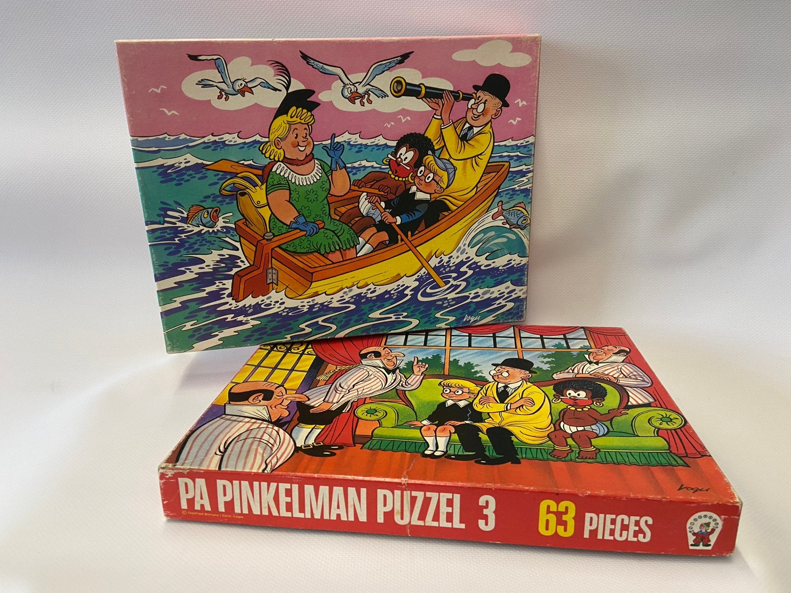 Twee kinderpuzzels van Pa Pinkelman 3 en 5, Ophalen of Verzenden, Meer dan 50 stukjes, Gebruikt, 4 tot 6 jaar