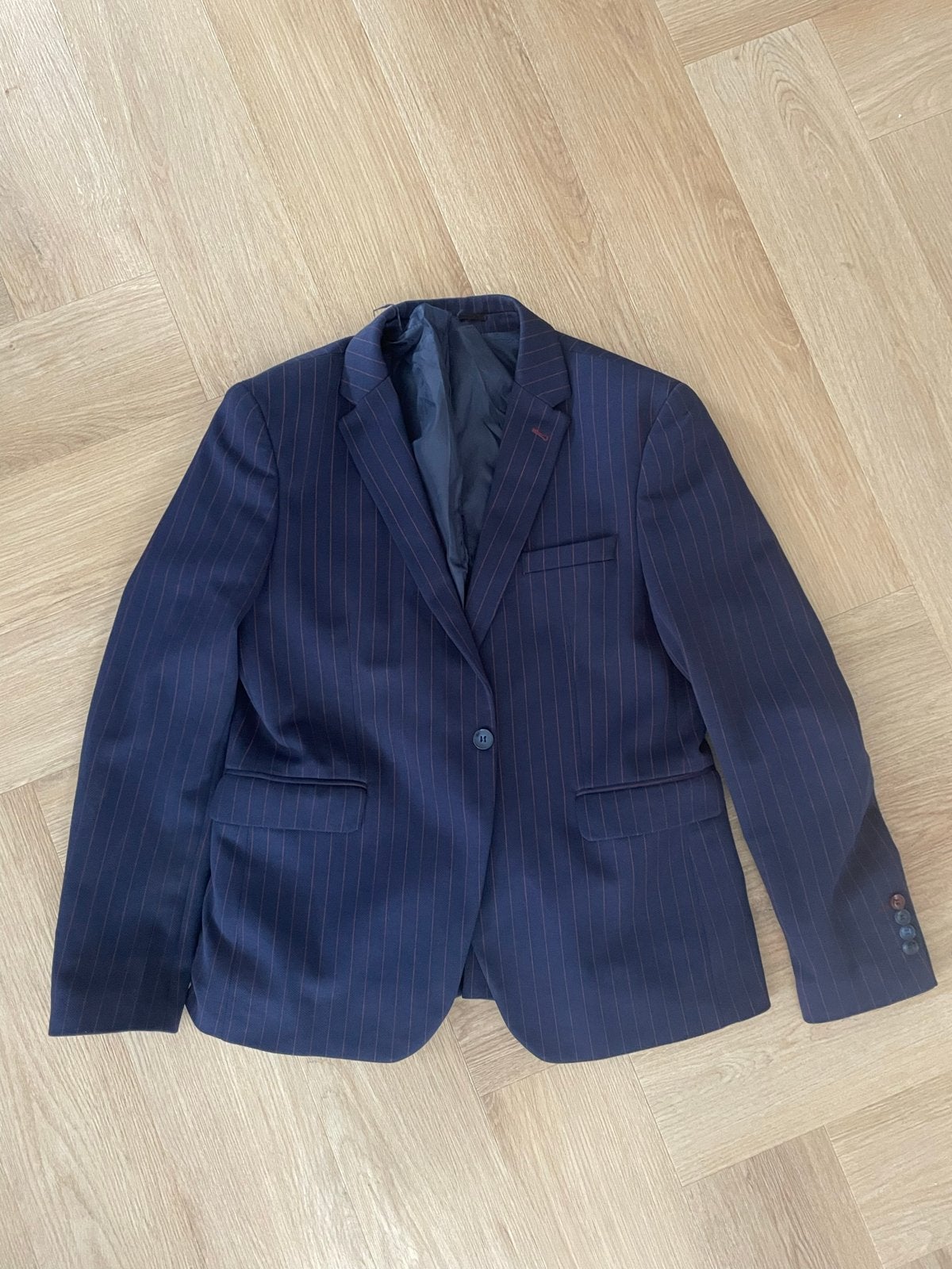 Donkerblauw gestreept colbert maat 54 - Black Fox Slim Fit, Ophalen of Verzenden, Gedragen, Maat 52/54 (L), Blauw