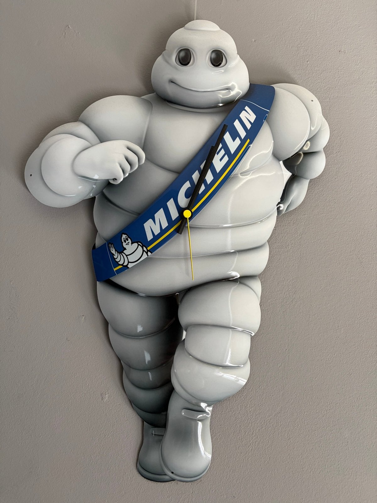 Unieke Michelin Man wandklok - Decoratieve klok, Wandklok, Wit, Vintage, Analoog