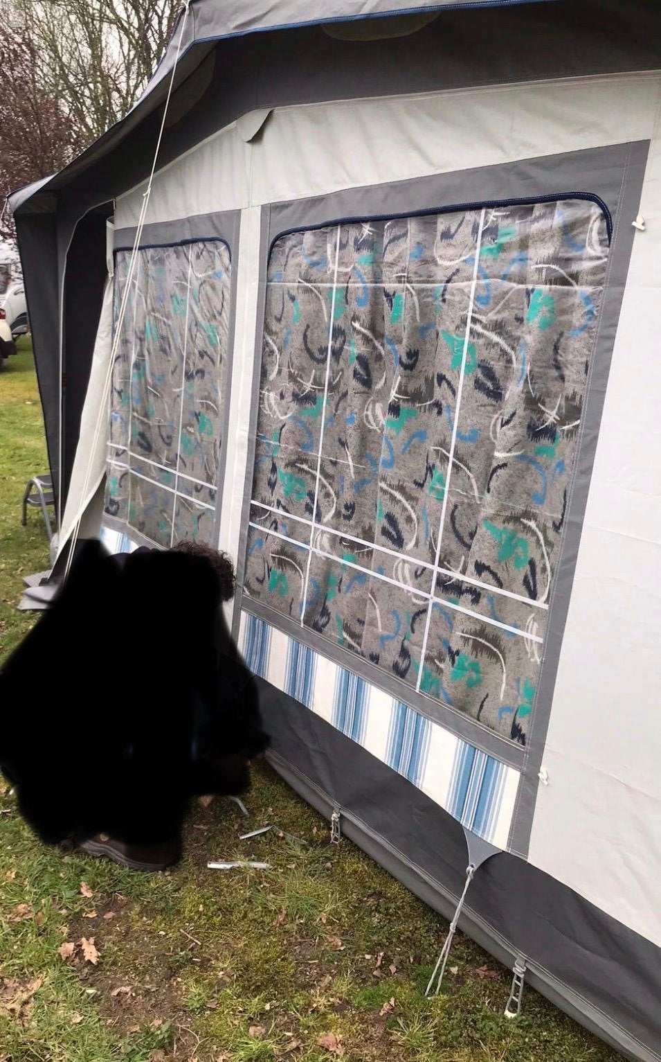 Dorema Voortent grijs Maat 9 (850-875) dik aluminum  frame, Caravans en Kamperen, Ophalen of Verzenden, Gebruikt