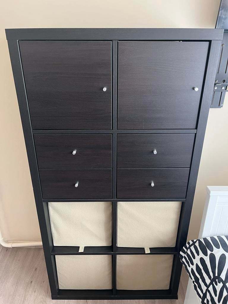 IKEA Kallax kast met inzetstukken en bakken, Ophalen, Zo goed als nieuw