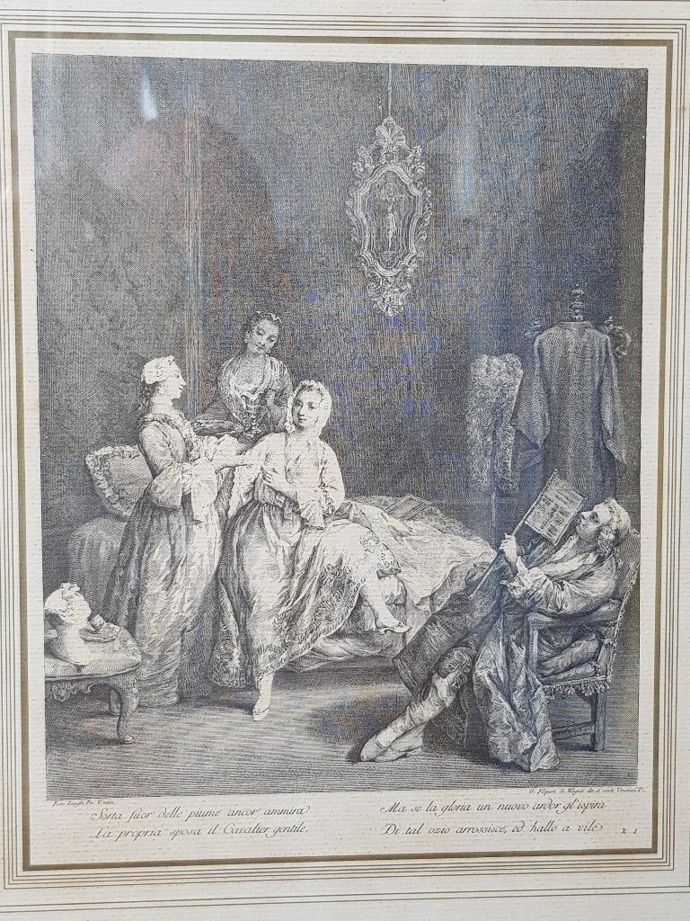 Mooie originele antieke ingelijste gravure uit Frankrijk., Dagelijks leven, Ingelijst, 1800 - 1899, Ophalen of Verzenden