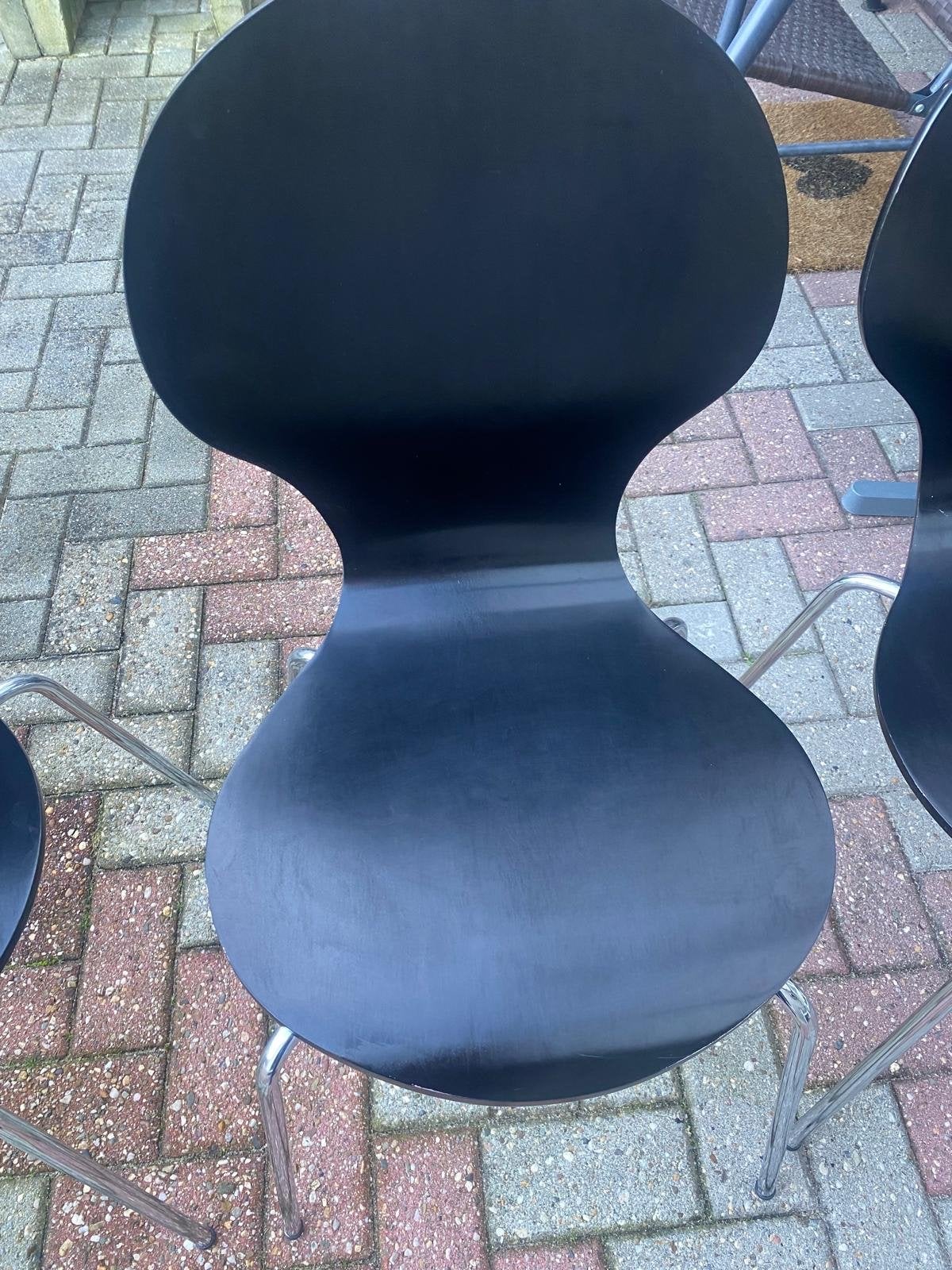 4 zwarte keukenstoelen, Ophalen, Gebruikt, Zwart, Vier