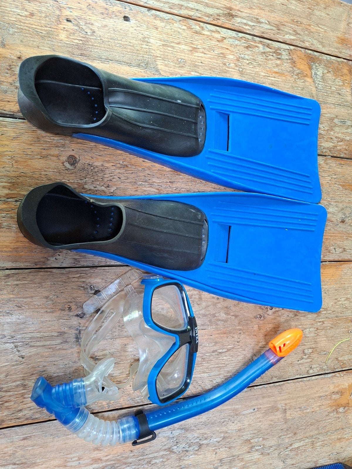 Duikset: Zwemvliezen, Duikbril en Snorkel, Ophalen of Verzenden, Zo goed als nieuw, Duikbril of Snorkel