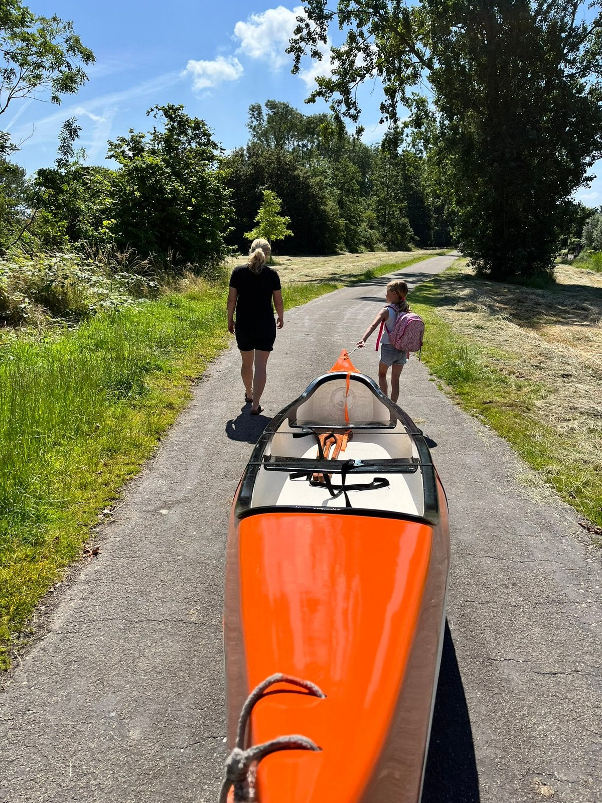 Mooie Canadese 3 persoons kano, Watersport en Boten, Kano's, Ophalen, Zo goed als nieuw, Canadese kano of Open kano, Met peddels