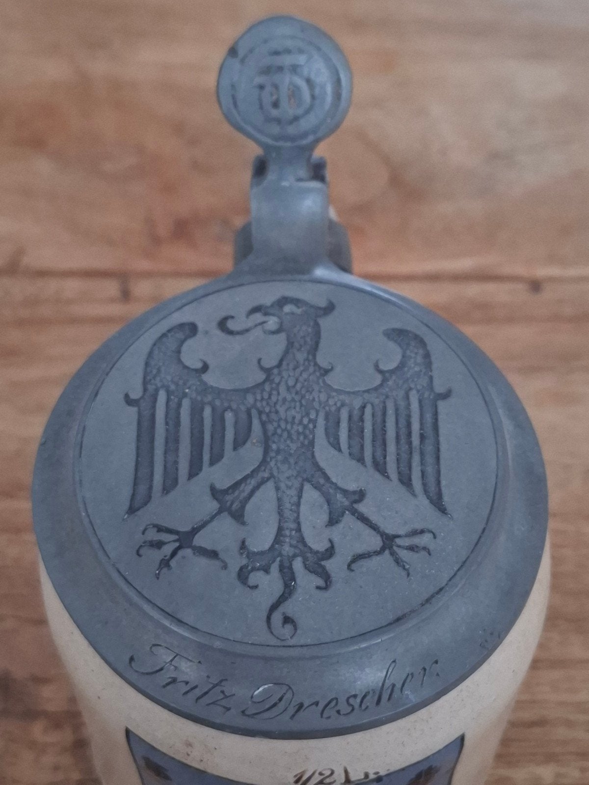 Antieke stein / bierpul 1926 met tinnen deksel, Antiek en Kunst, Antiek | Keramiek en Aardewerk, Ophalen of Verzenden