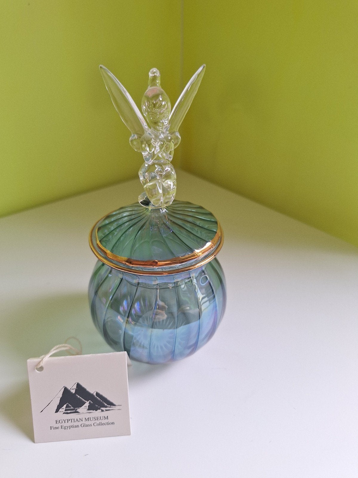 Disney Tinkerbel Glazen Pot - Origineel uit Disneyland, Ophalen of Verzenden, Zo goed als nieuw, Beeldje of Figuurtje