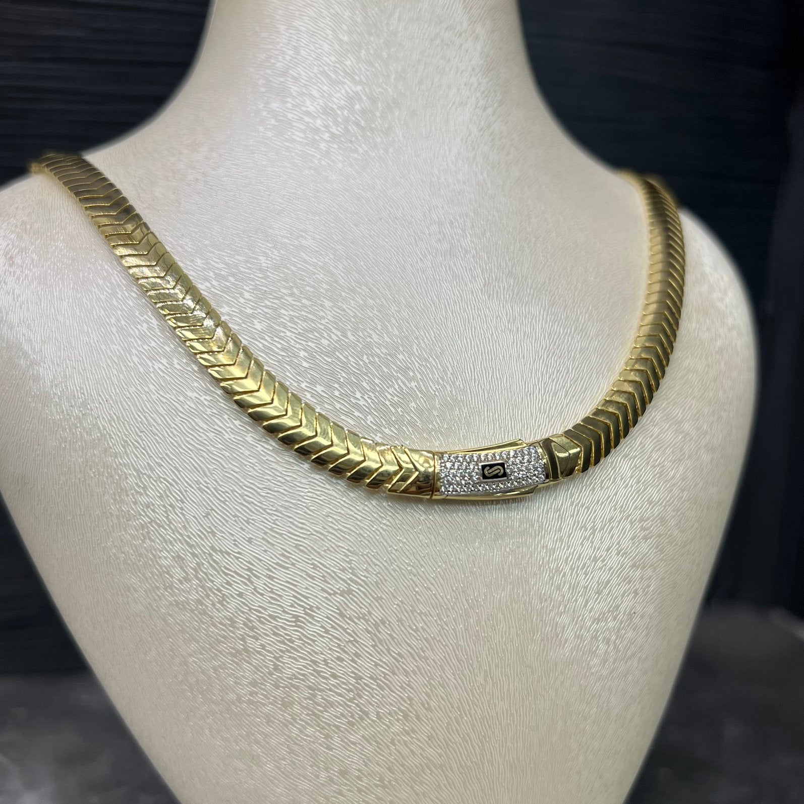 18 karaat gouden ketting collier prachtig model monaco chain, Ophalen of Verzenden, Nieuw, Goud