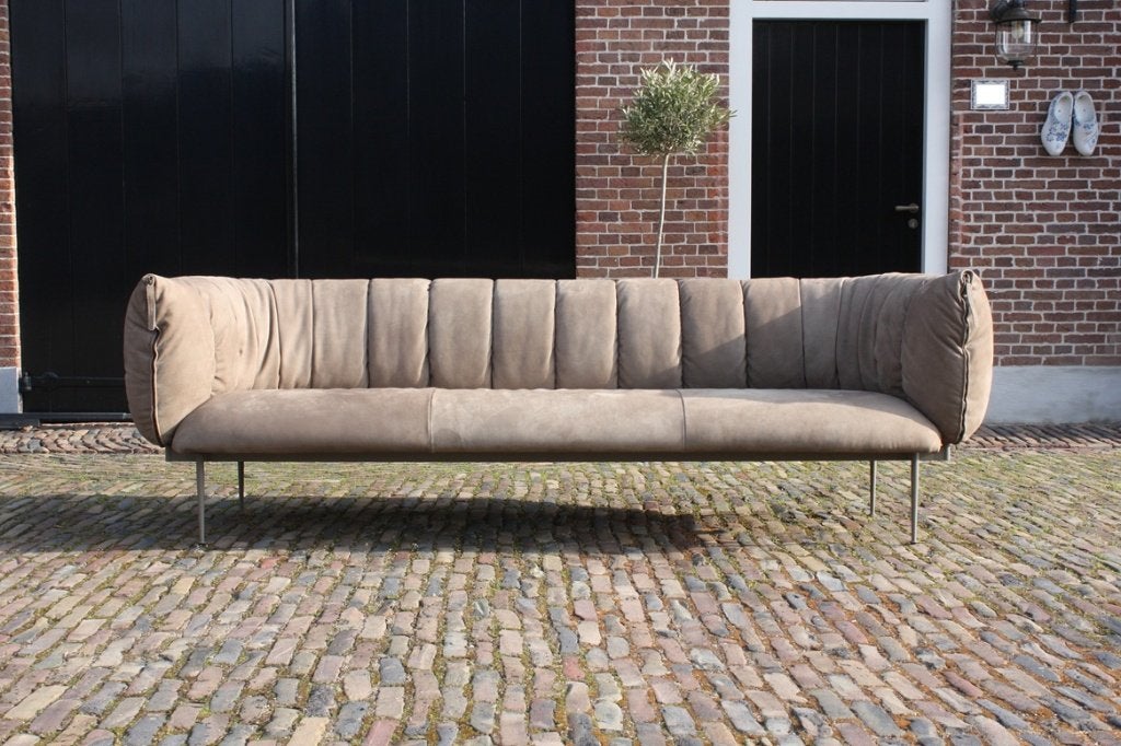 Luxe bank PUFFER Jess Design sofa Aurula Stone naturel leer
