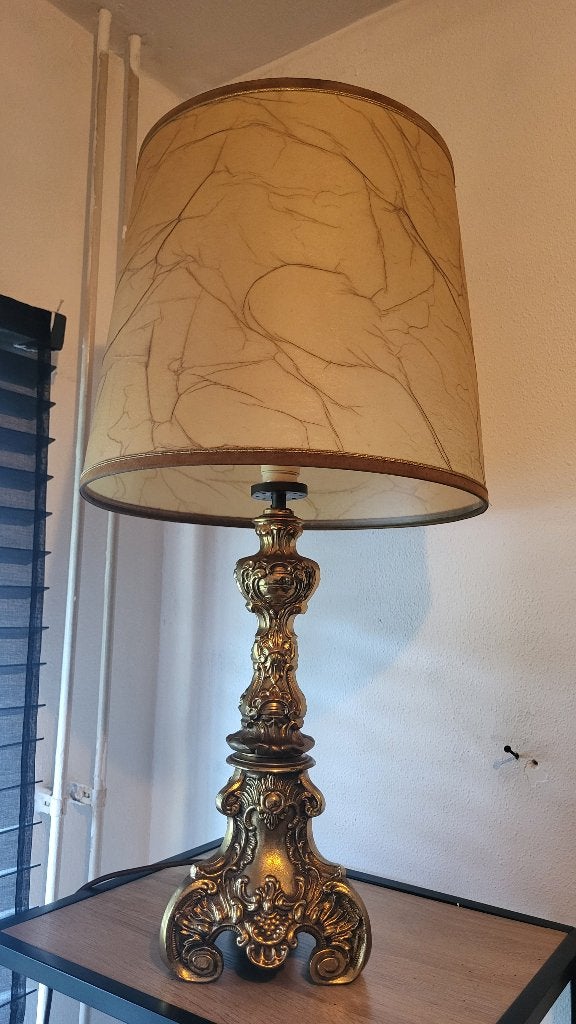 Zware Hollywood Regency Tafellamp (78cm) – Puur Messing, Antiek en Kunst, Antiek | Lampen, Ophalen