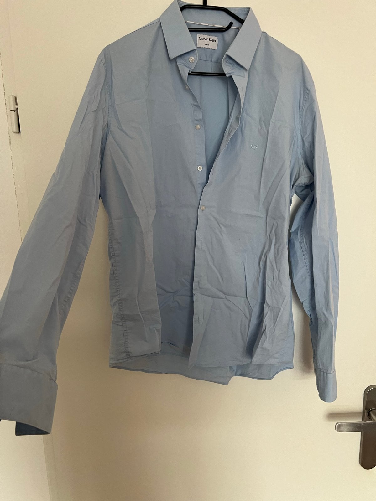 Calvin Klein Slim Fit overhemd - Maat 43, Kleding | Heren, Ophalen of Verzenden, Zo goed als nieuw, Blauw, Halswijdte 43/44 (XL)