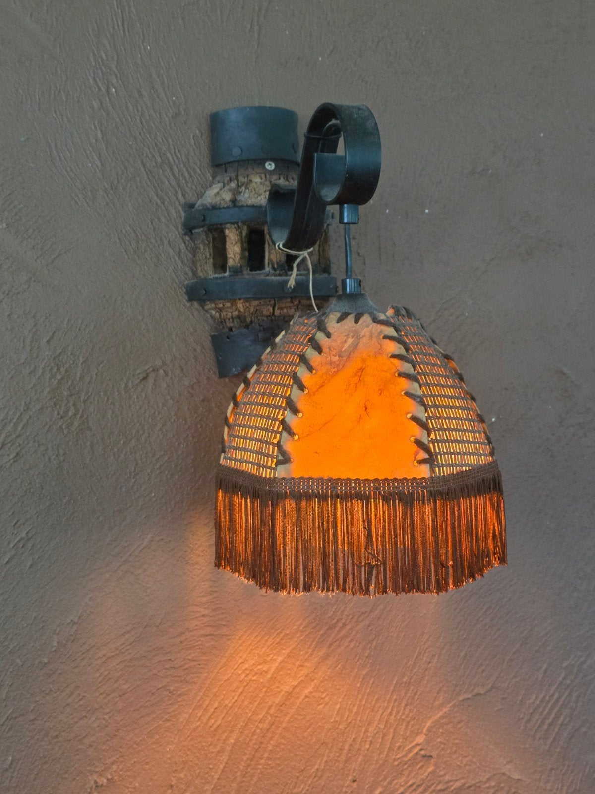 vintage jaren 70 wandlamp landelijke stijl, Ophalen of Verzenden