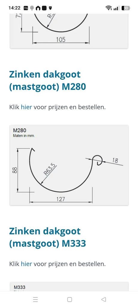 Zinken dakgootbeugels (mastgoot) M280, Doe-het-zelf en Verbouw, Overige typen, Nieuw, Ophalen of Verzenden, Minder dan 5 m²