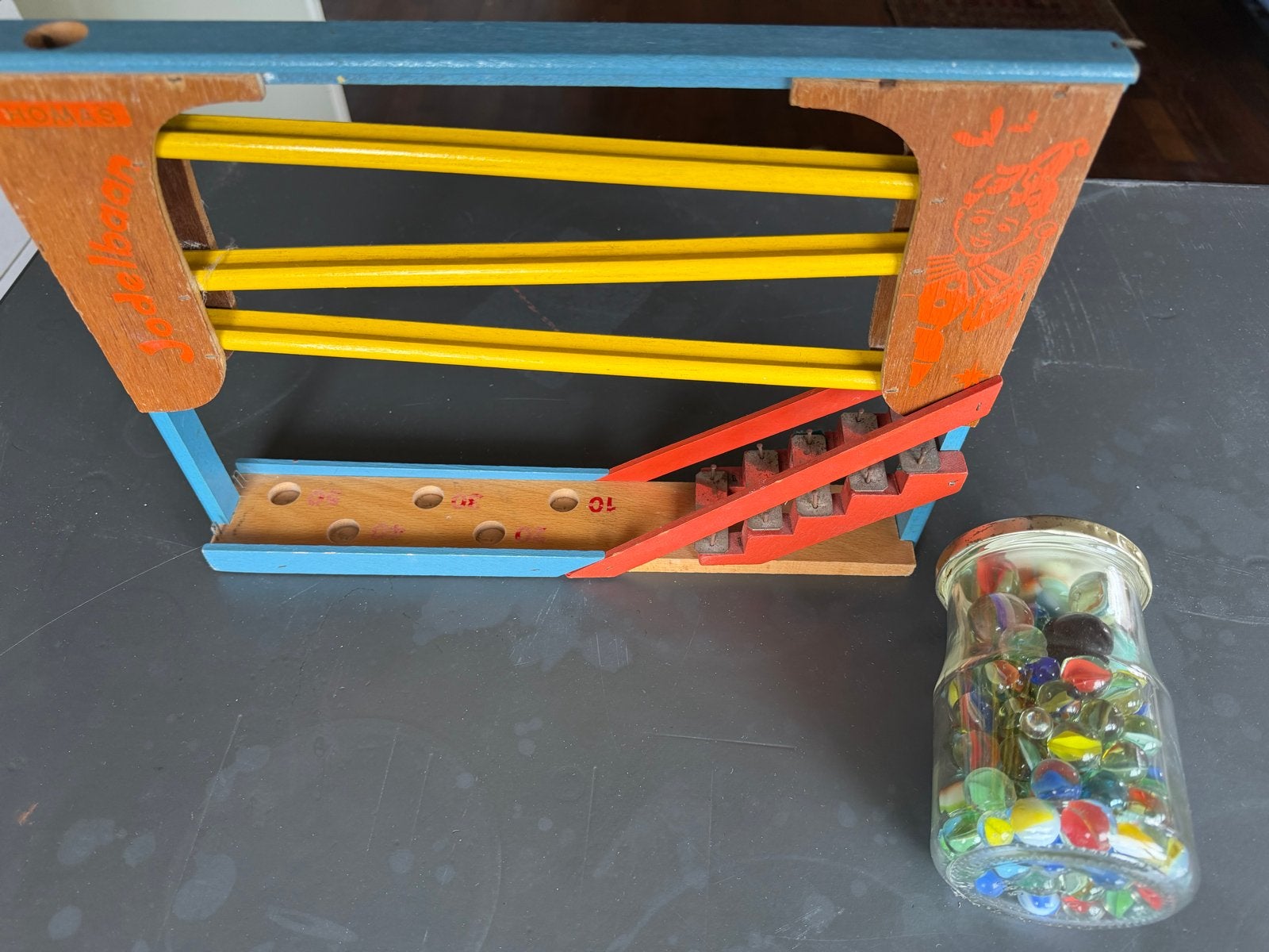 Vintage knikkerbaan met knikkers, Ophalen of Verzenden, Gebruikt, Jongen of Meisje