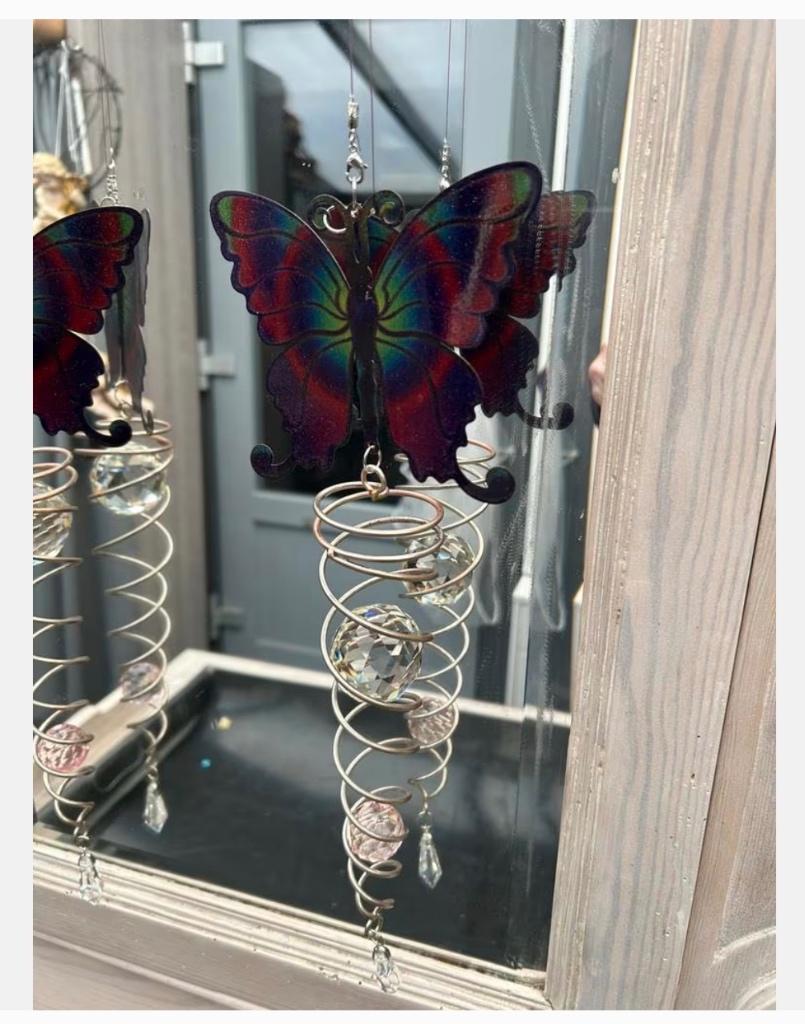 Vlinder wind vanger, met feng shui bollen, draait in de wind, Tuin en Terras, Nieuw, Ophalen of Verzenden, X, X