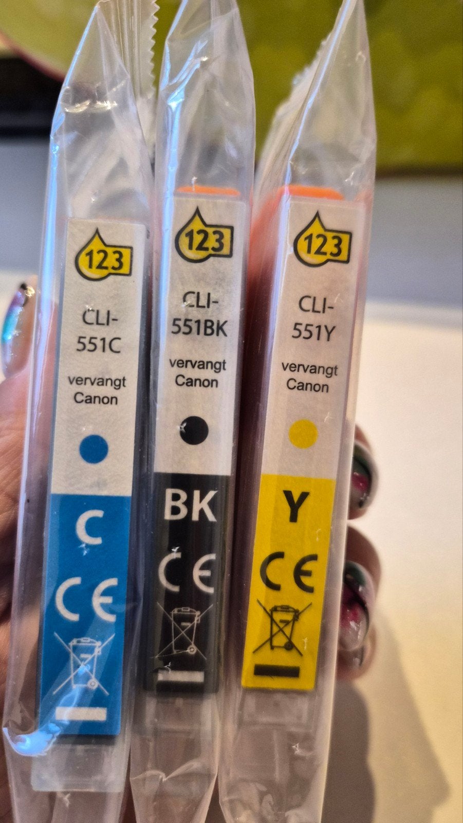 3x cartridge voor Canon printer, CLI-551C, CLI-551BK, CLI-5, Ophalen, Printer, Inkjetprinter, Nieuw