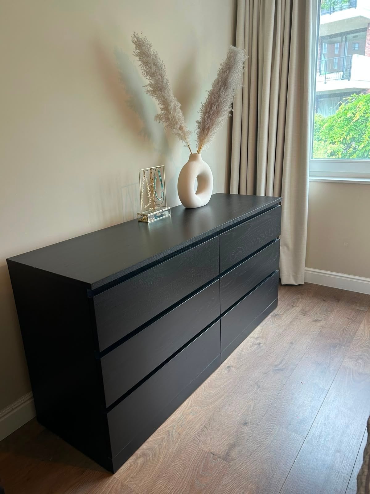IKEA Malm zwarte ladekast met 6 lades, Huis en Inrichting, Kasten | Ladekasten, Ophalen, 5 laden of meer, 150 tot 200 cm, Zo goed als nieuw