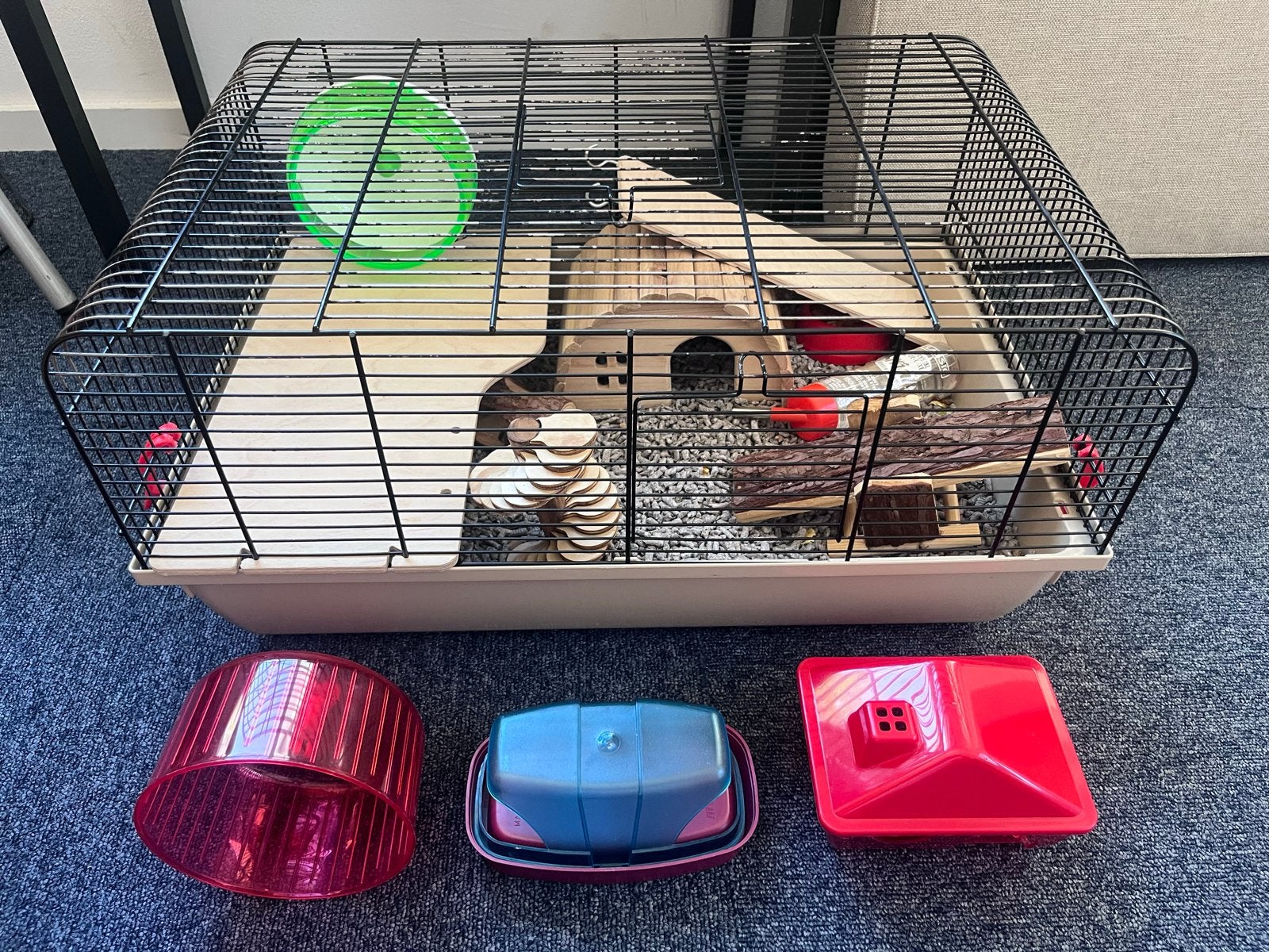 Hamsterkooi met accessoires, Dieren en Toebehoren, Knaagdieren en Konijnen | Toebehoren, Ophalen, Gebruikt, Overige typen