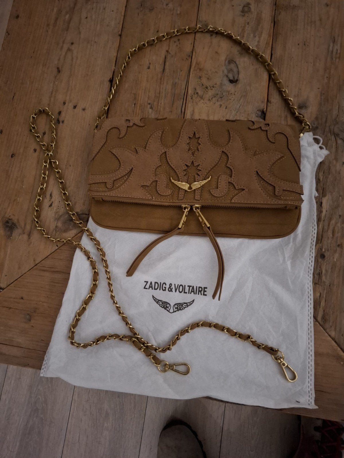 Nieuw Zadig & Voltaire Rock Suede Clutch Tas Bruin, Ophalen of Verzenden, Nieuw, Bruin, Avondtasje
