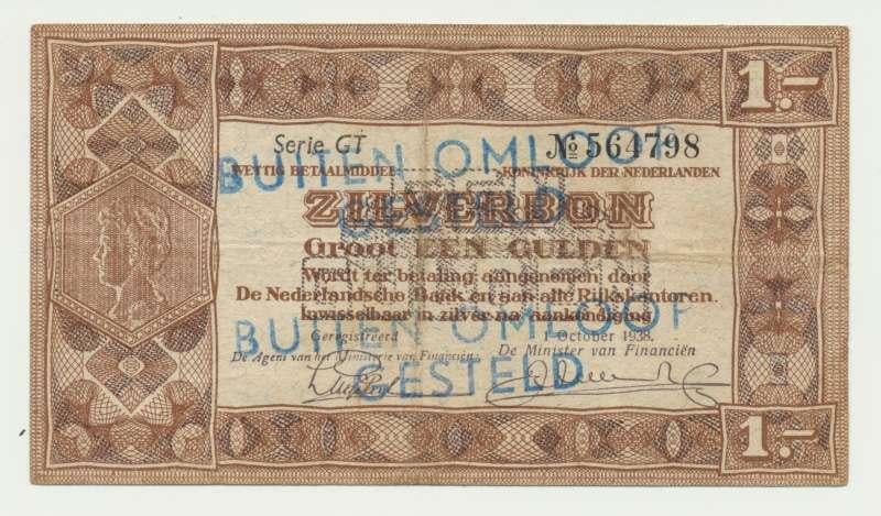 Nederland 1 Gulden 1938 Zilverbon Buiten omloop gesteld, Postzegels en Munten, Bankbiljetten | Nederland, Ophalen of Verzenden