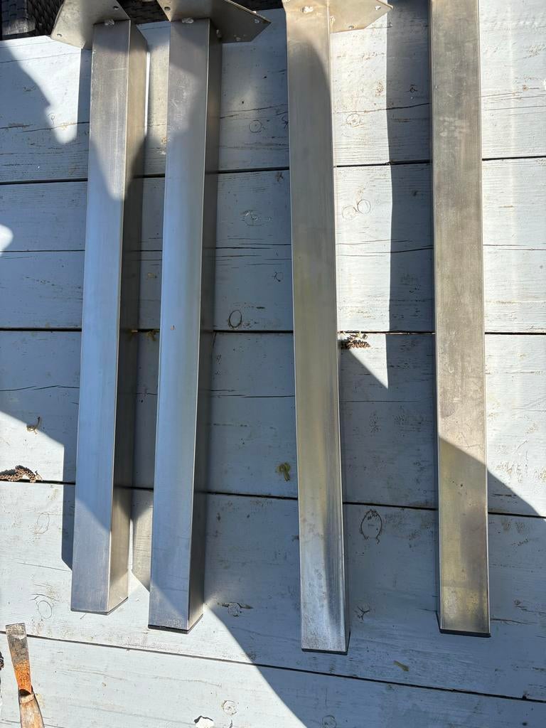 4 Stalen Tafelpoten 72x5x5 cm, Huis en Inrichting, Tafelonderdelen, Tafelpoot, Minder dan 50 cm, Gebruikt, 50 tot 100 cm