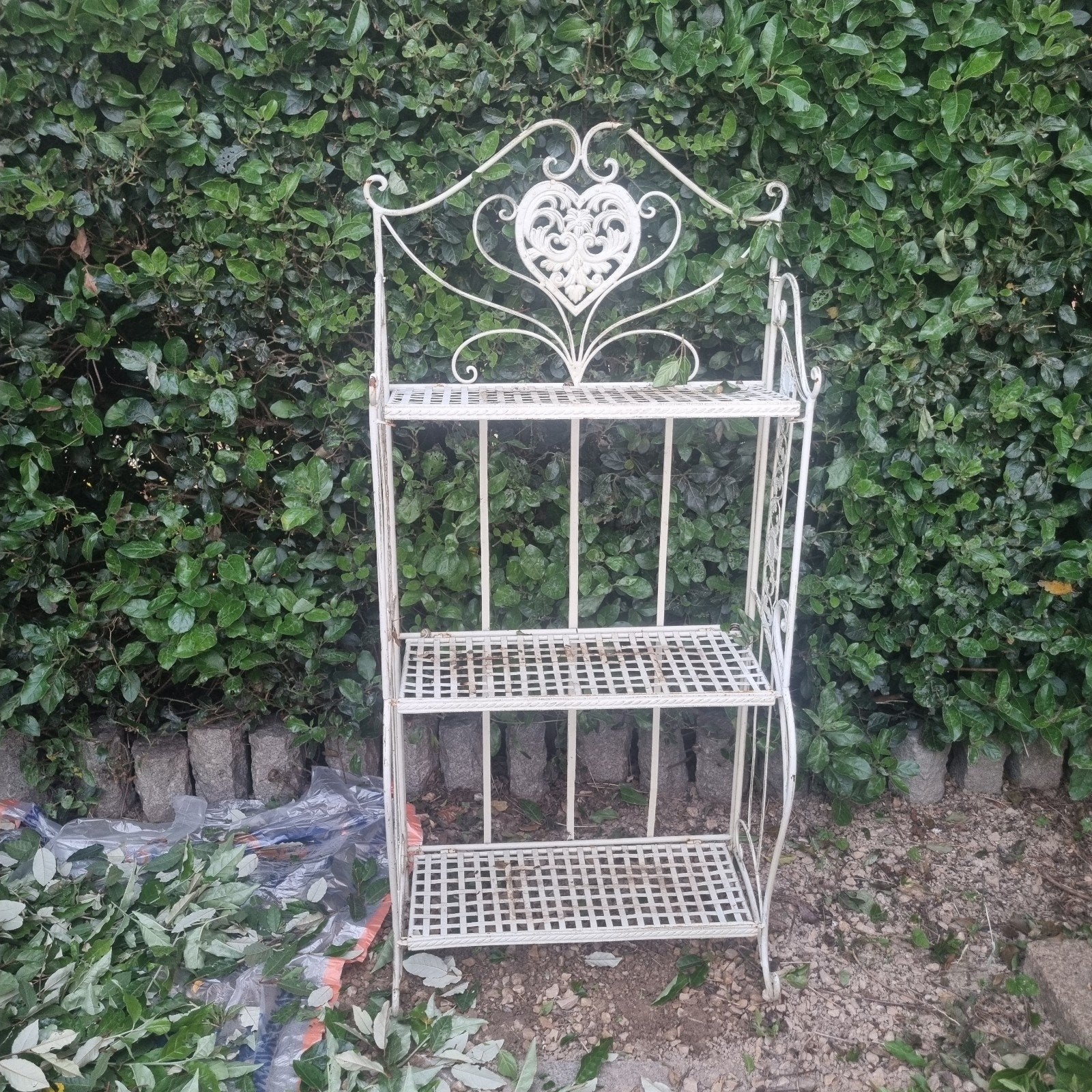 Decoratief metalen bloemenrek voor tuin of balkon, Gebruikt, Minder dan 60 cm, Ophalen of Verzenden, Balkon