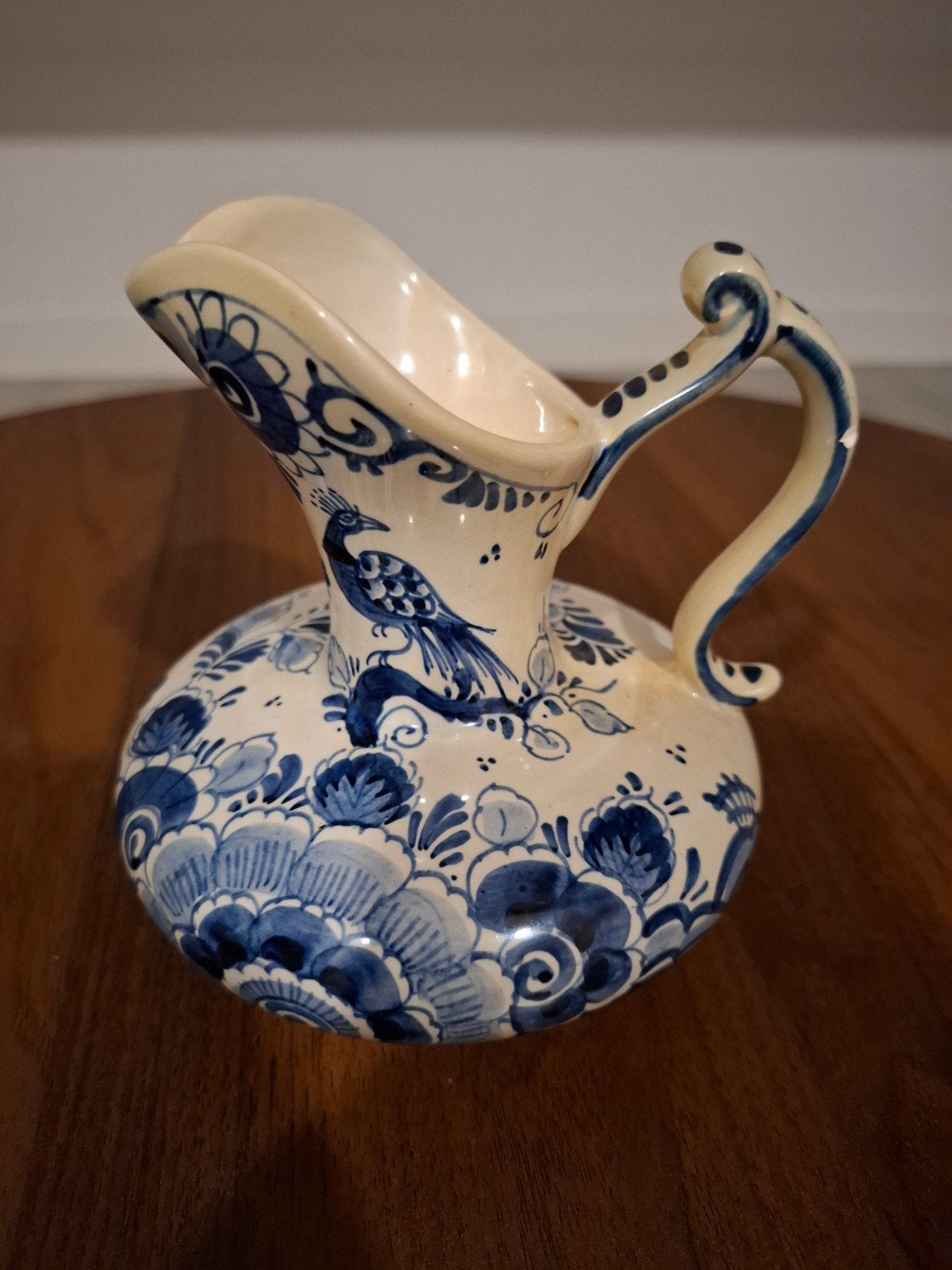 Antieke Delfts Blauwe Pyramide Kan met Pauwdecoratie, Antiek en Kunst, Ophalen of Verzenden