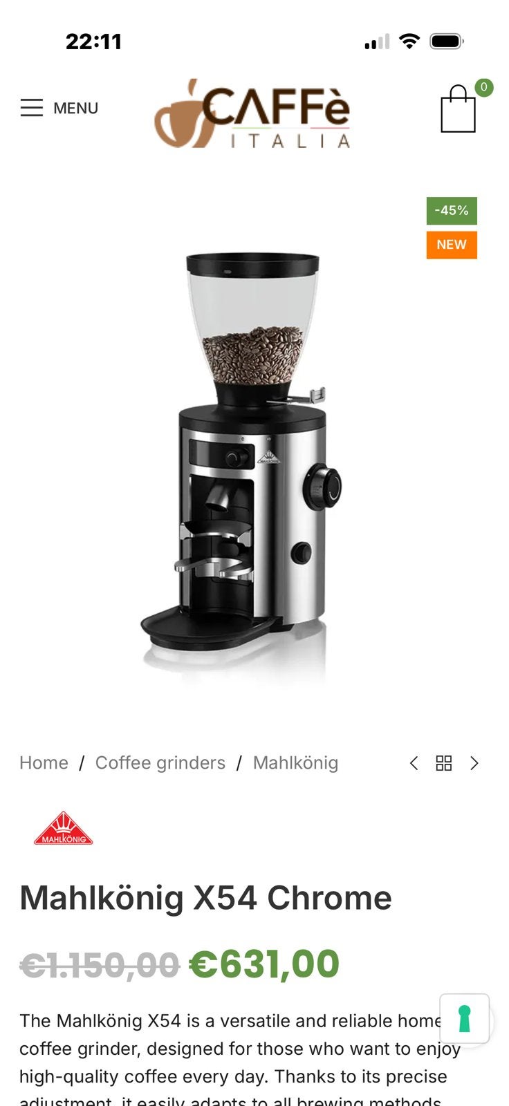 Koffie bonen maler, Ophalen, Zo goed als nieuw