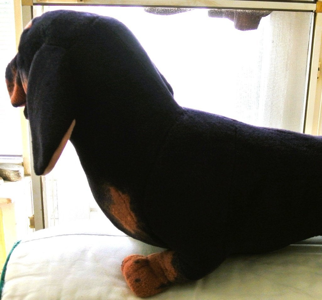 Teckel grote knuffel pluche hond speelgoed decoratief object, Ophalen, Gebruikt, Hond