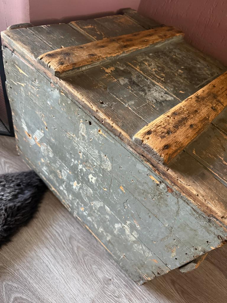 Vintage Verkade houten kist met blikken binnenkant, Ophalen of Verzenden