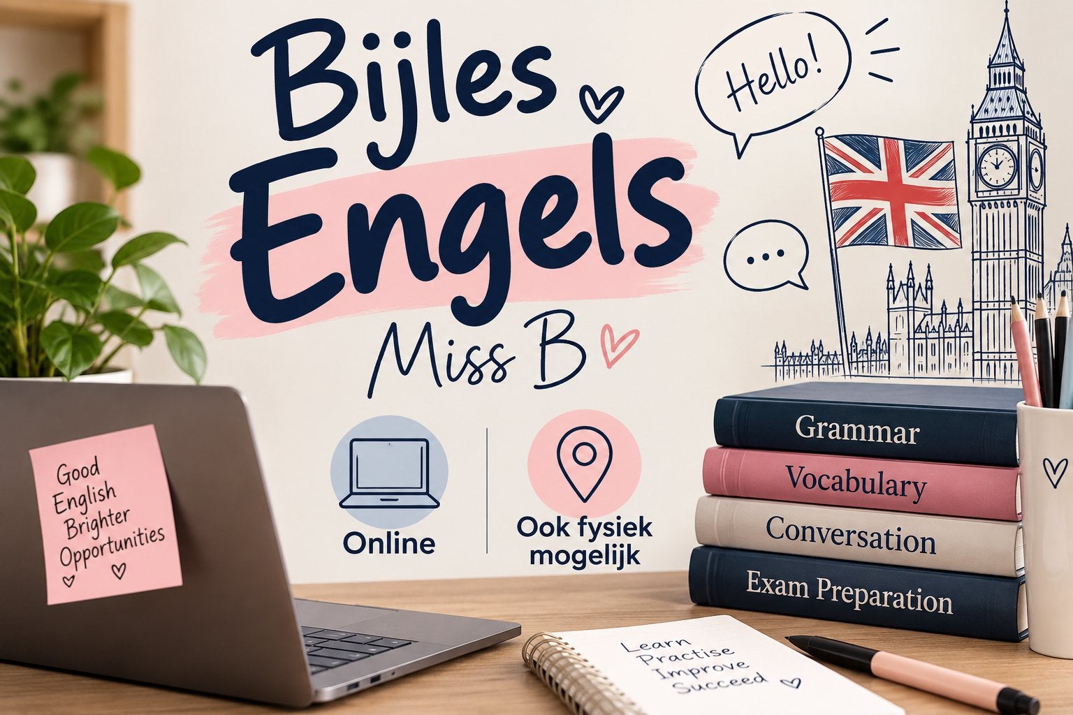 Bijles/prive les Engels online en fysiek in overleg