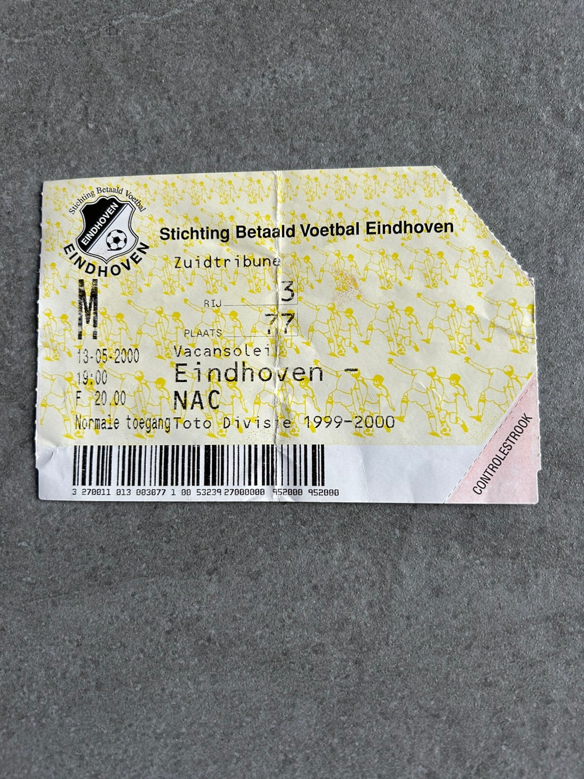 Eindhoven - NAC ticket, Verzamelen, Sportartikelen en Voetbal, Ophalen of Verzenden, NAC Breda, Overige typen