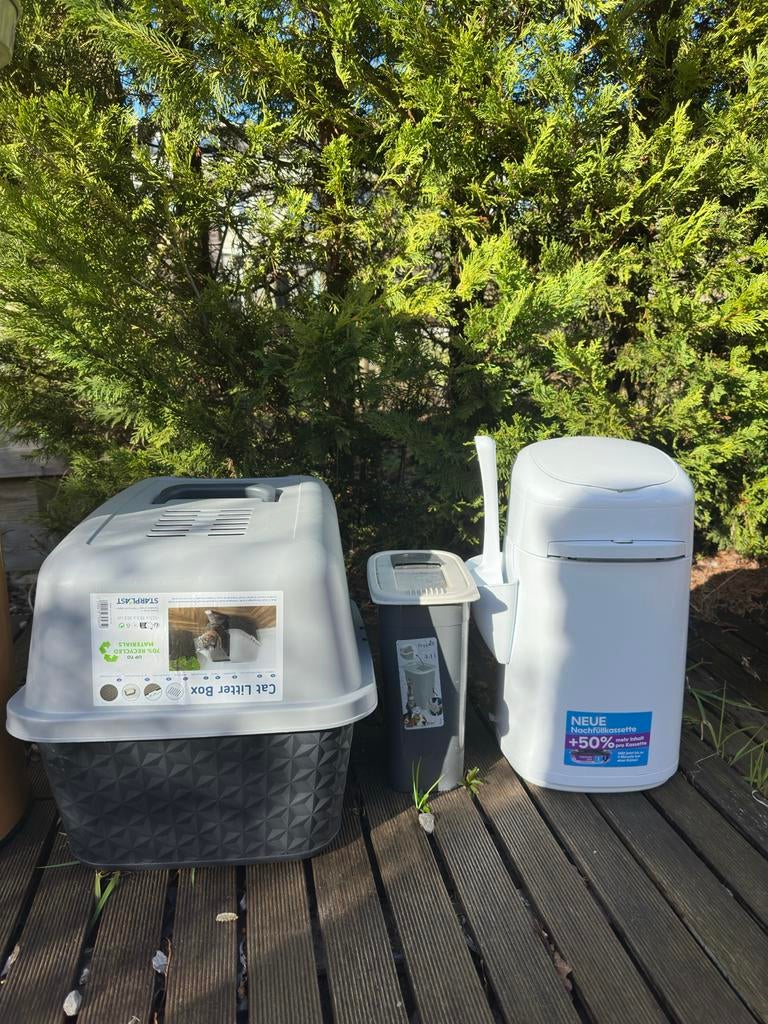 Kattenbak set (gesloten kattenbak + schep + afvalbak), Ophalen of Verzenden, Zo goed als nieuw